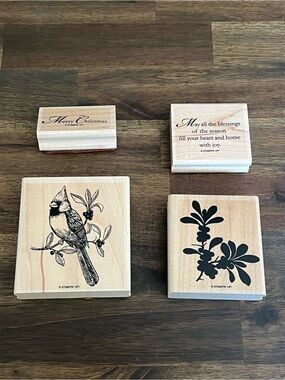 Stampin' Up! A Cardinal Christmas Stamp, Wood Mount, Used, Retired